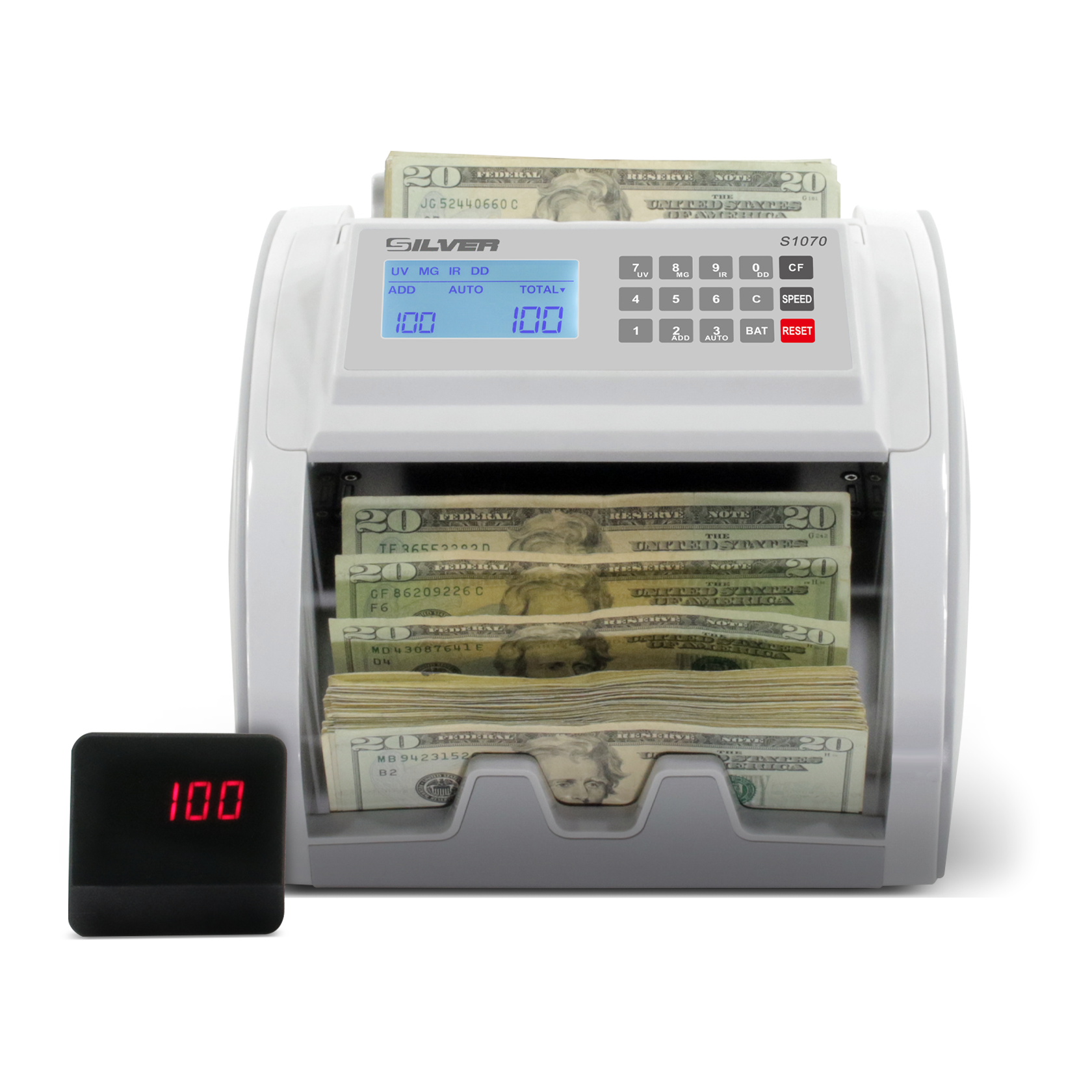 S1070 Portable Bill Counter MGUV - Silver By AccuBANKER